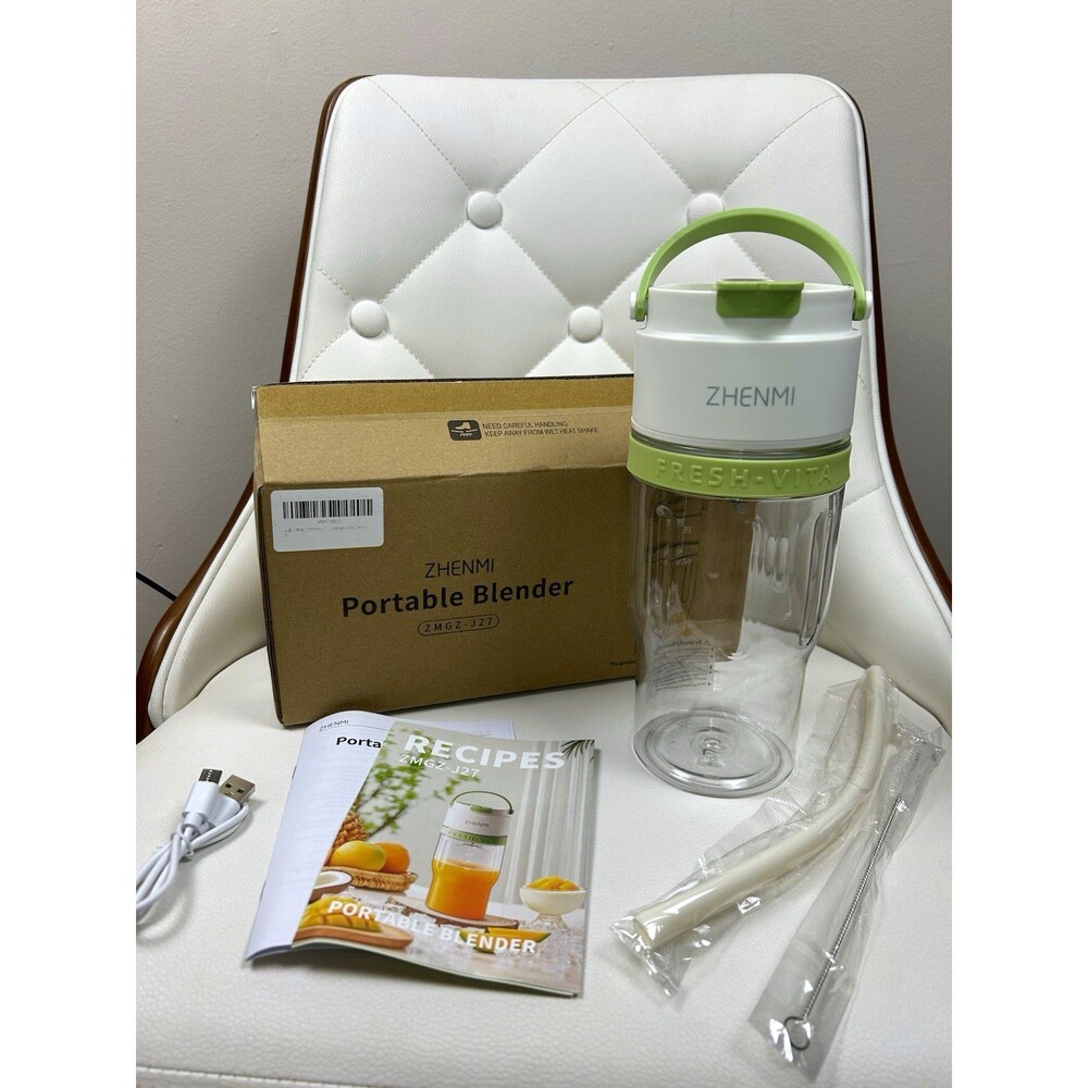 ZHENMI Portable Blender Fresh-Vita Cordless Travel Glass Smoothie Maker Cup 24oz